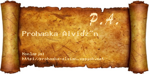 Prohaska Alvián névjegykártya